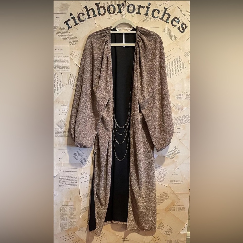 Free People Jens Pirate Booty Slow Motion Kimono Sparkle Tiered Chain Front - Picture 4 of 5